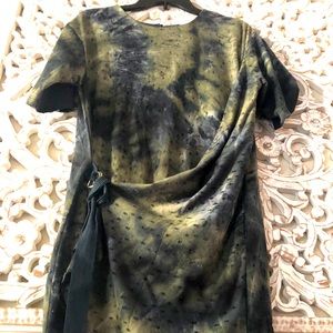 Tie dye distressed wrap blouse